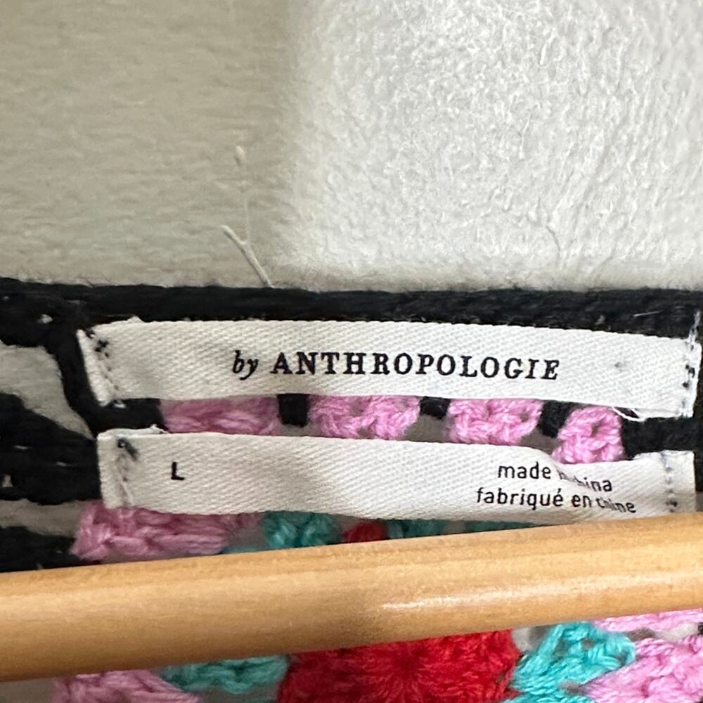 ANTHROPOLOGIE Magdalena Crochet Jumper Granny Square Black Multi Sz L {YY7} - Picture 5 of 6
